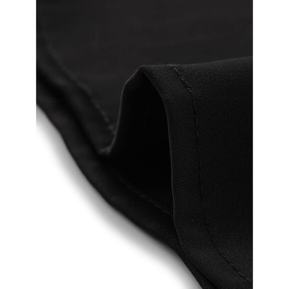 Peter Pan Collar Blouse Contrast Collar Button Down Chiffon Top Black - Picture 5 of 6